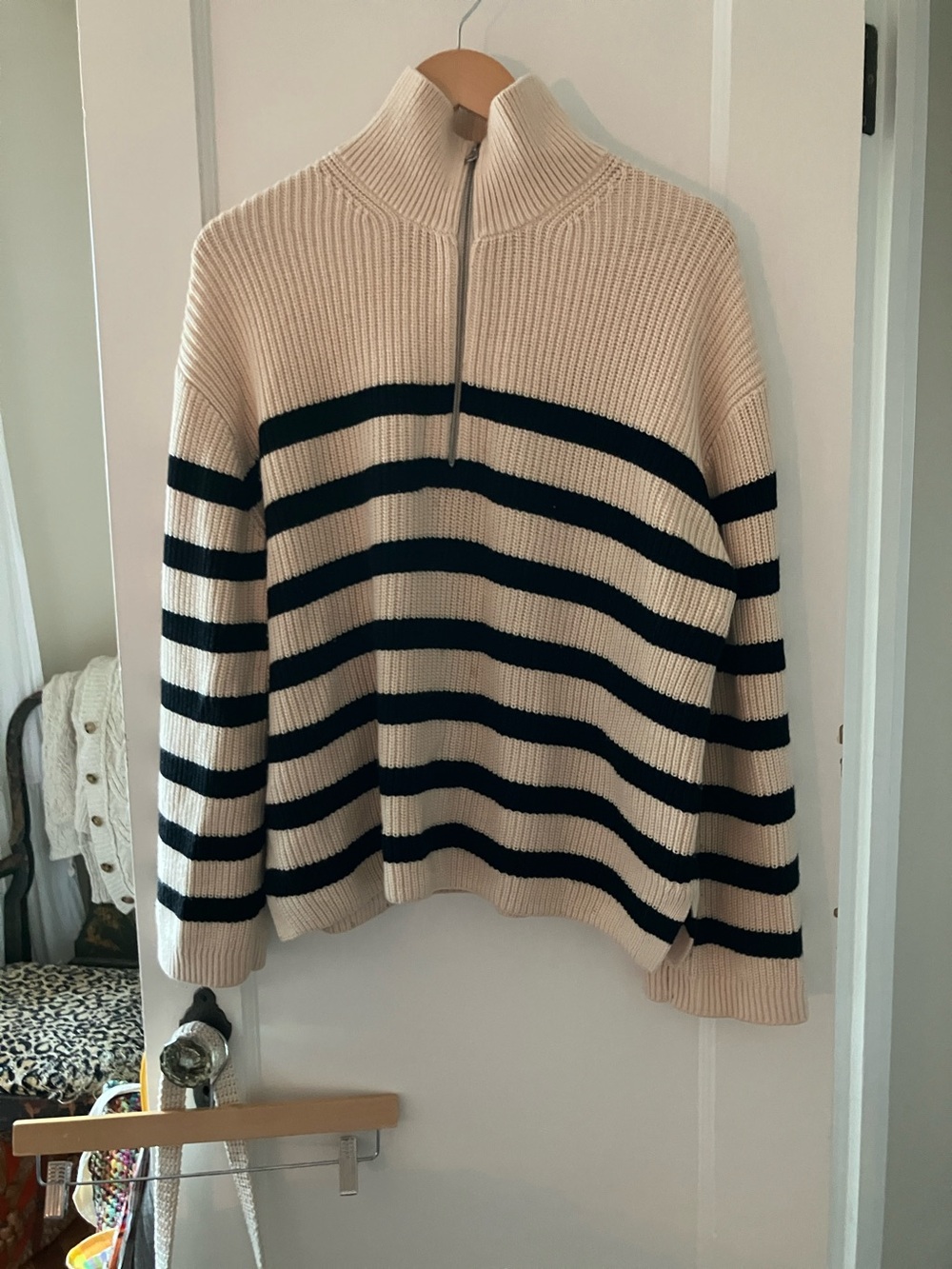 & Other Stories cotton blend striped sweater runs big